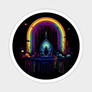 Cool Goth Rainbow Skull Neon Colors Rave Design Magnet